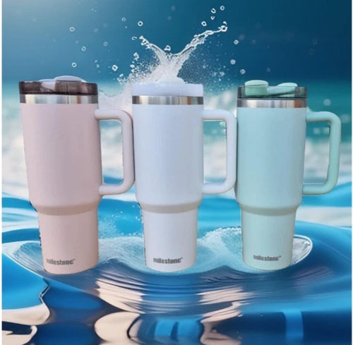 40oz Insulated Tumbler With Handle & Straw Double Wall Travel Mug Cup Lid