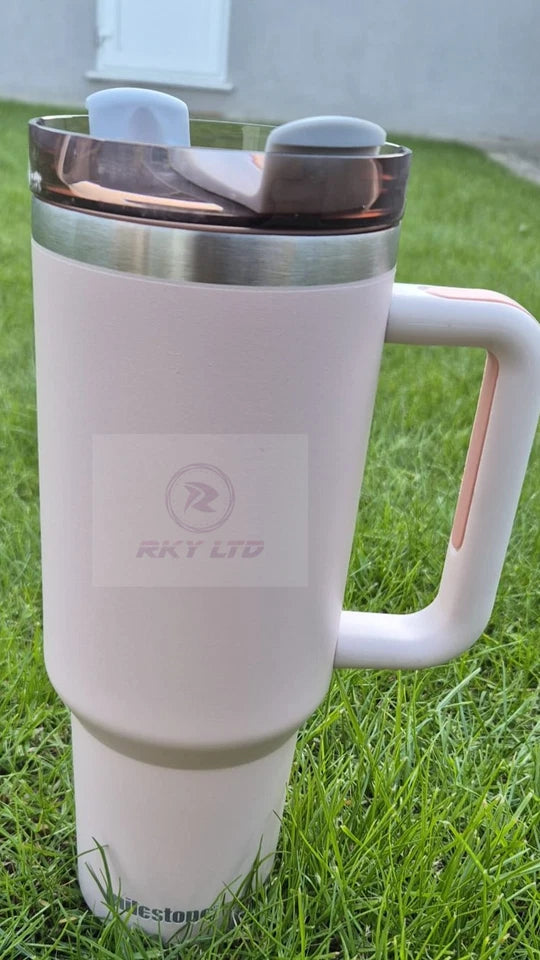 40oz Insulated Tumbler With Handle & Straw Double Wall Travel Mug Cup Lid