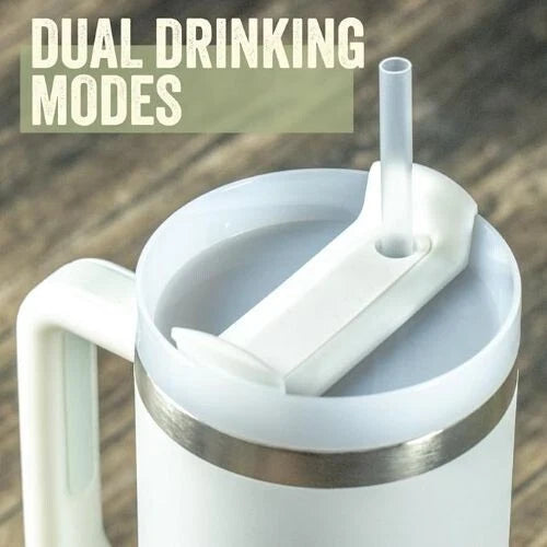 40oz Insulated Tumbler With Handle & Straw Double Wall Travel Mug Cup Lid